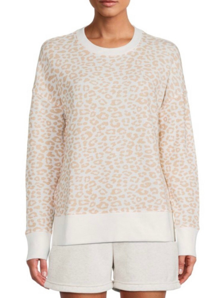 cream white cheetah sweatshirt walmart