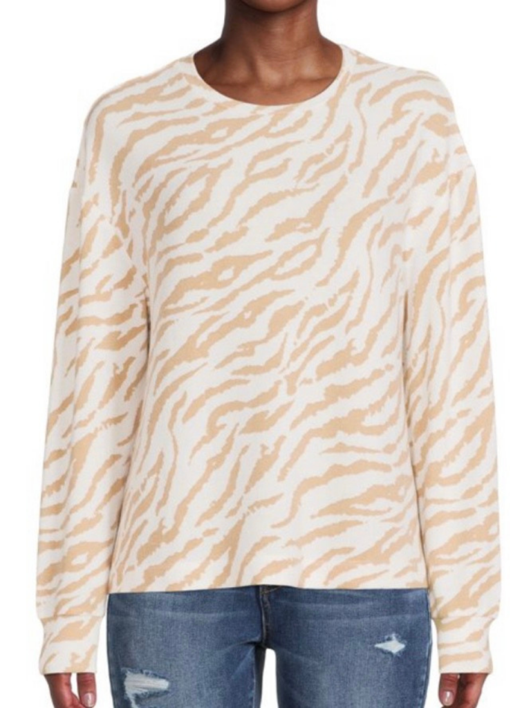 cream tan animal print walmart sweatshirt