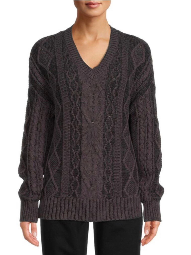 navy cable knit vneck sweater walmart