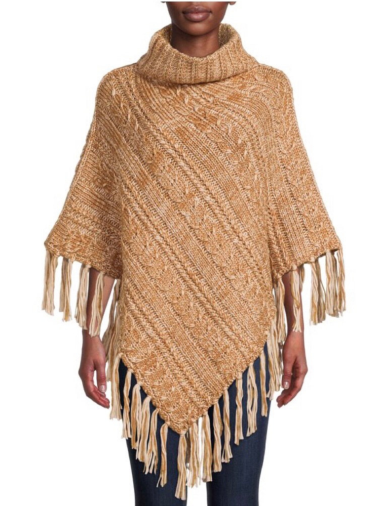 tan fringed poncho walmart