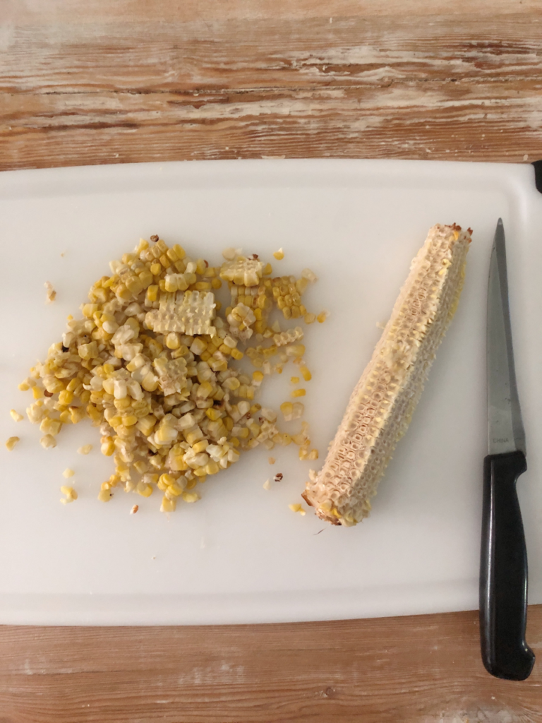 grilled corn off cob for black bean and corn nachos