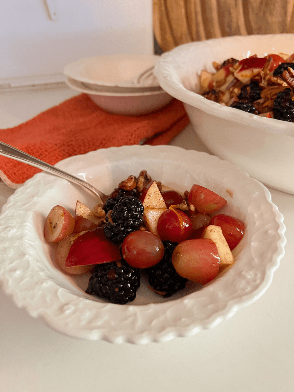 bowl of cut up fruit for fall fruit salad