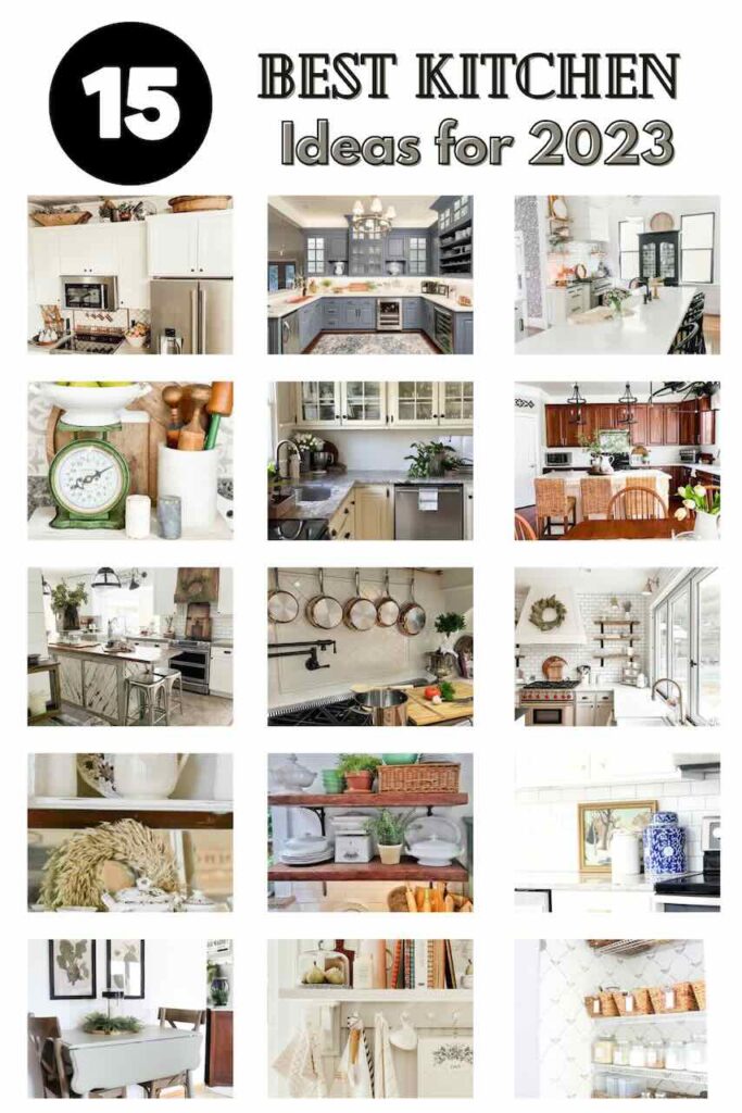 collage of 15 kitchen decorating ideas