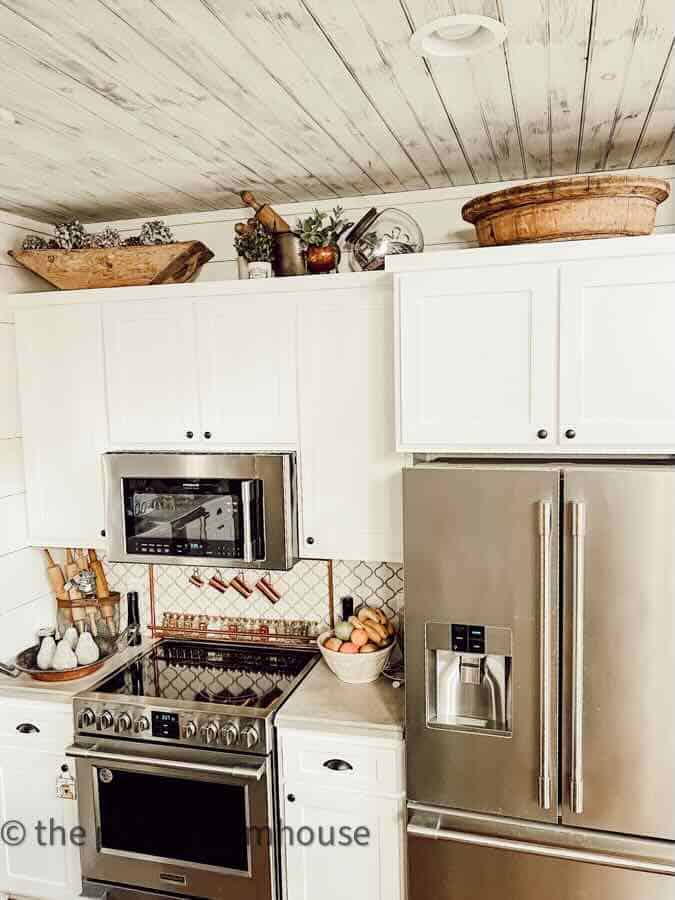 kitchen with white cabinets