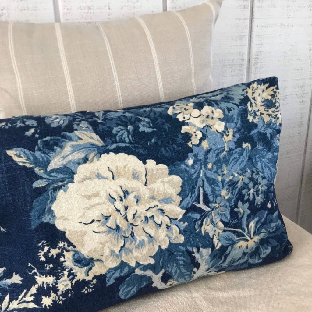 blue floral throw pillow