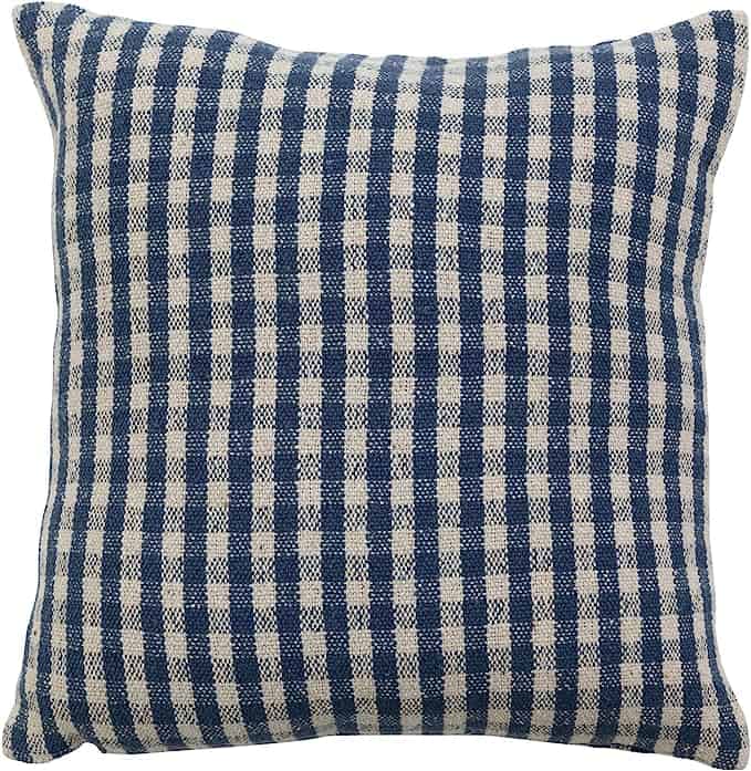 blue check pillow