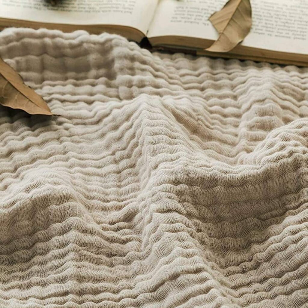 tan color cotton muslin throw blanket