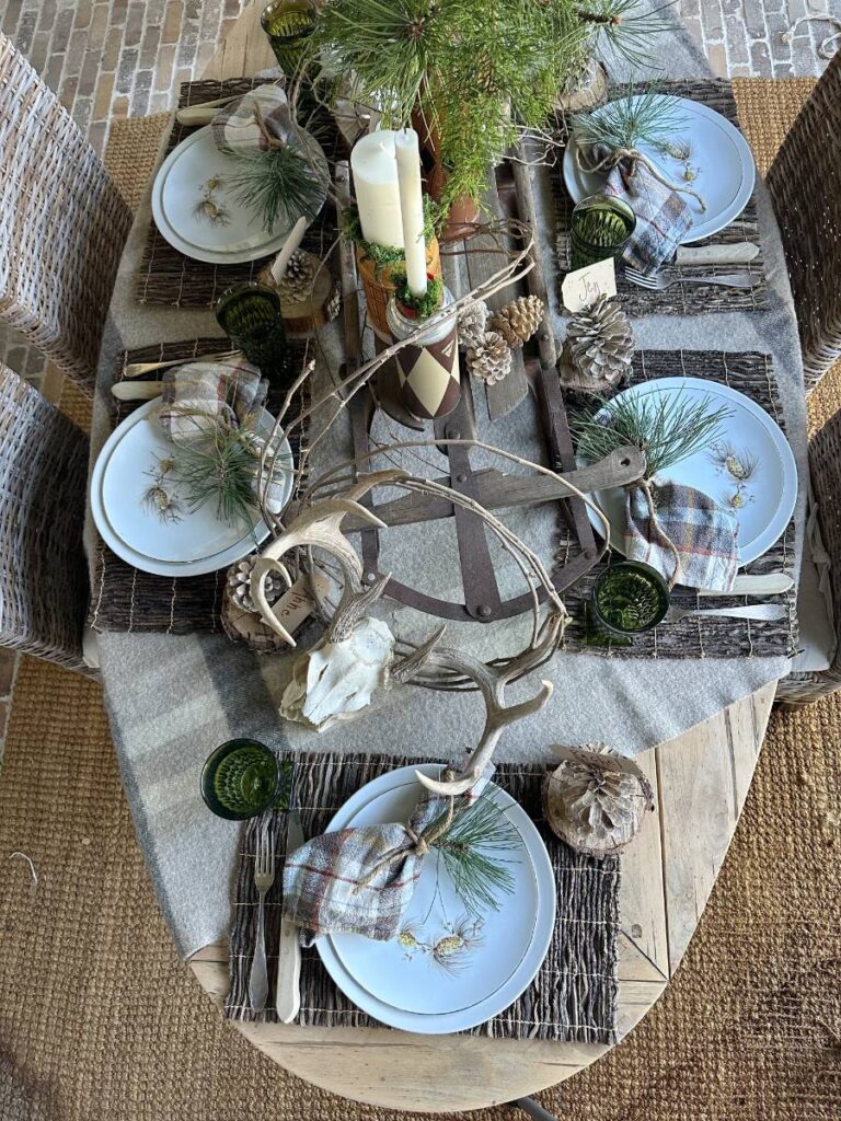 Rustic Wood and Teacup Centerpiece