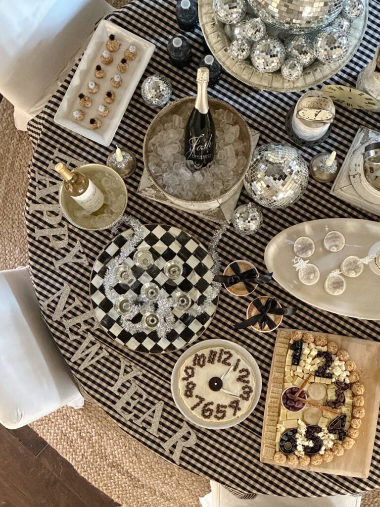 black white and silver New Year's Party Ideas
