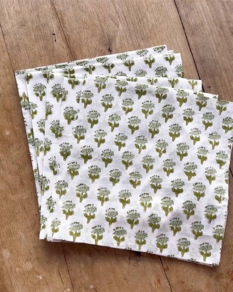 green block print napkins