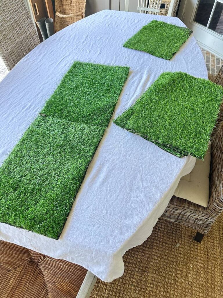 turf placemats on white tablecloth 