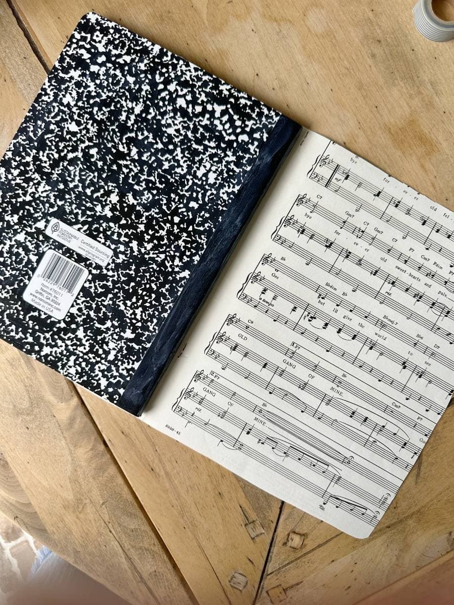 handmade journal notebooks with sheet music on cover