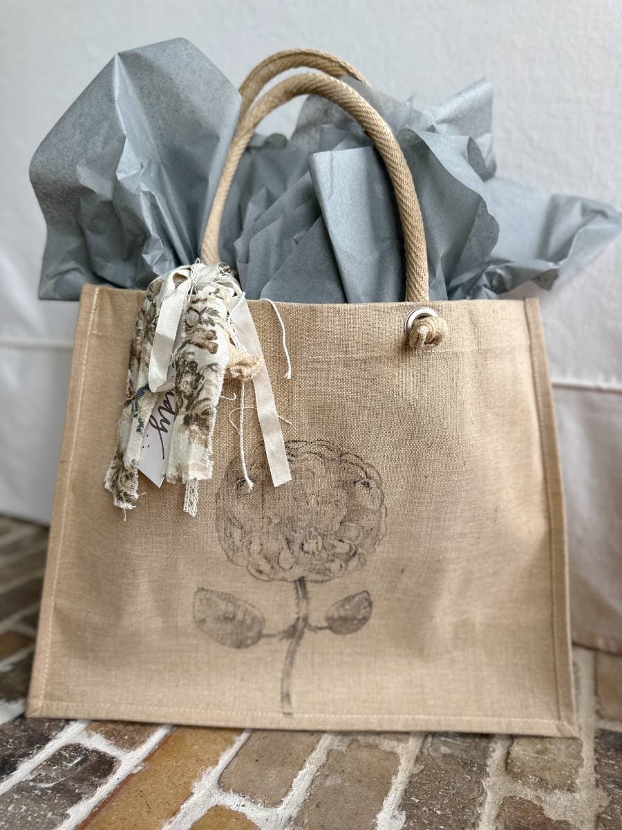 tote bag with flower design on front for friend gift