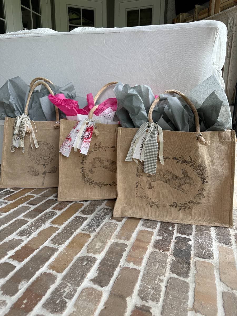 3 tote bags with flower design on front for friend gifts