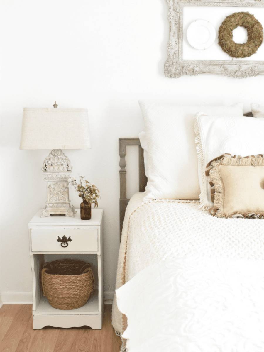 all white guest bedroom at Airbnb