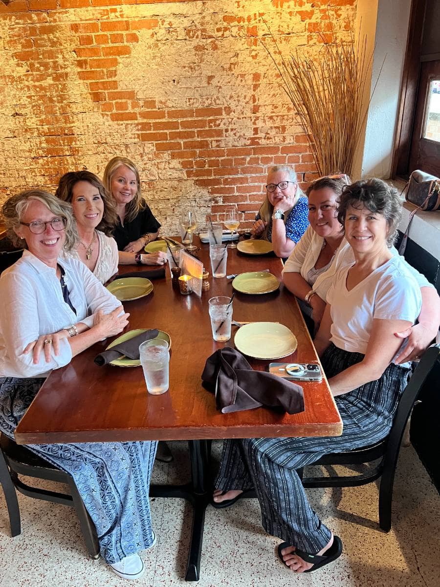 6 ladies at restaurant table for dinner